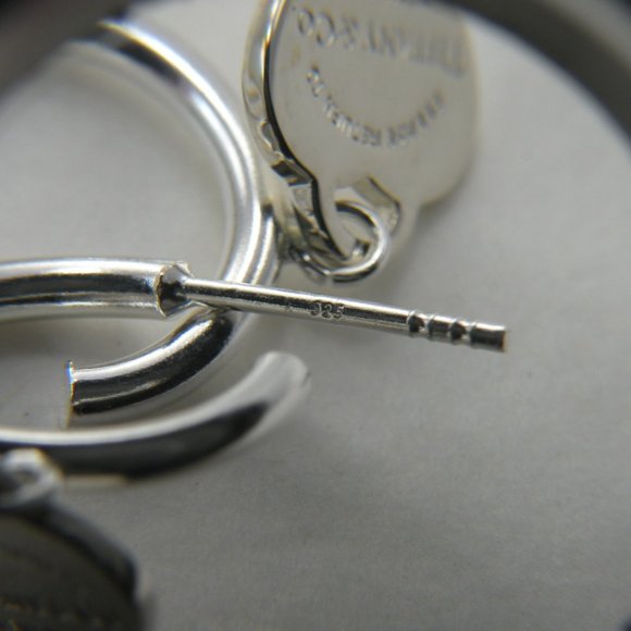 NEW Mini Heart Hoop Stud Earrings Return to Tiffany & Co Solid Sterling Silver - Picture 6 of 16